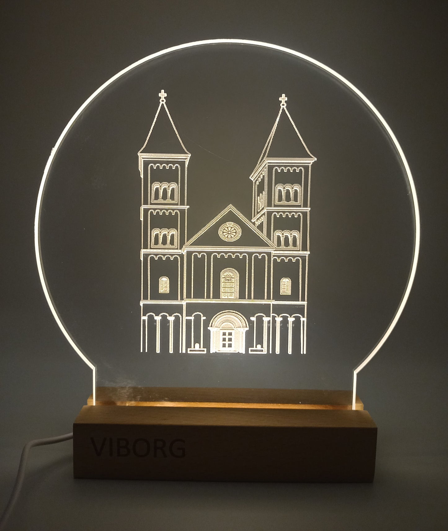 Viborg Domkirke på LED lys fod - Dansk produceret 20 cm