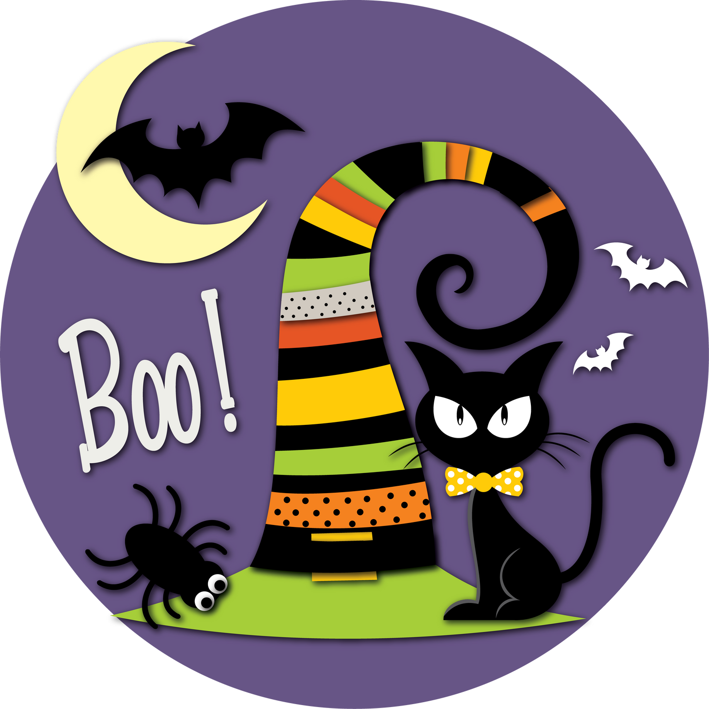 Skilte til hjemmet - Halloween BOO! Kat og hat