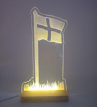 Dannebrog på LED lys fod - Dansk produceret