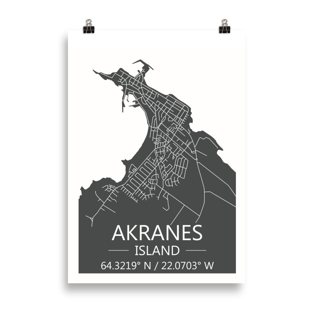 Bæjarkort - Akranes Grátt