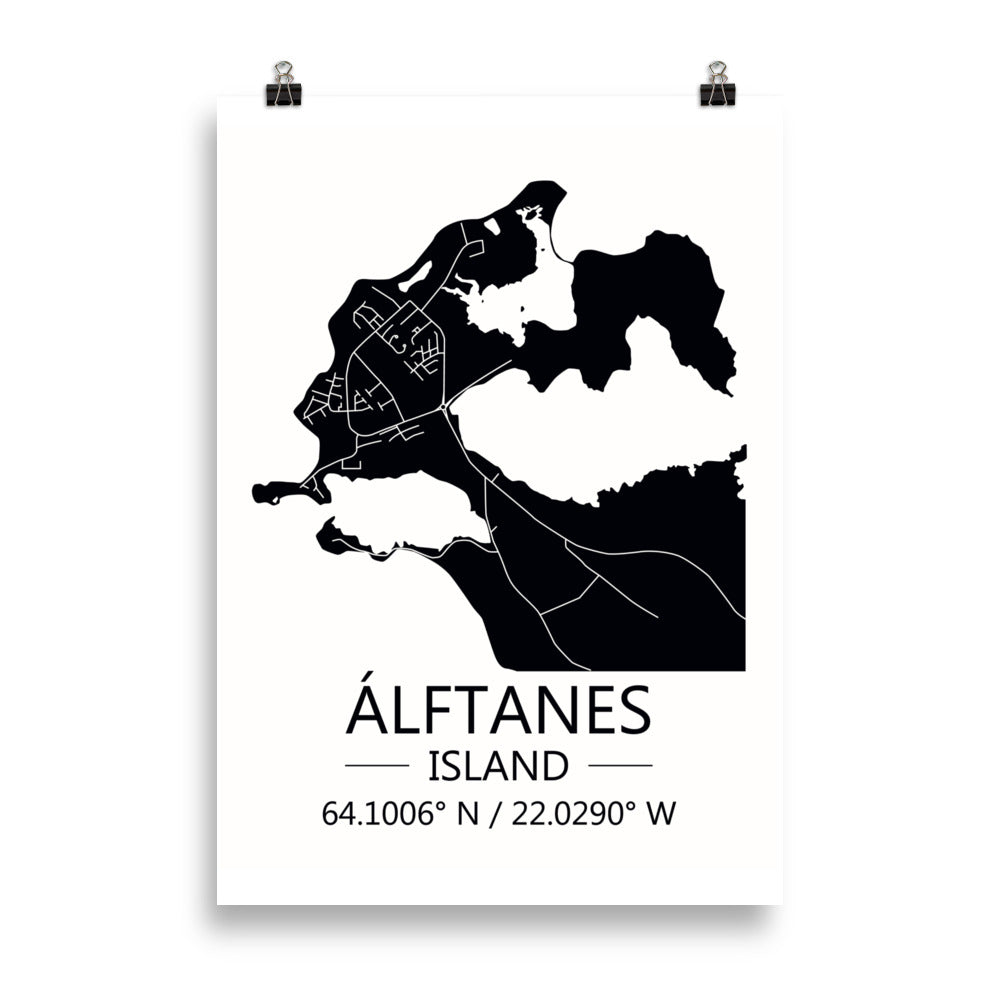 Bæjarkort - Álftanes Svart