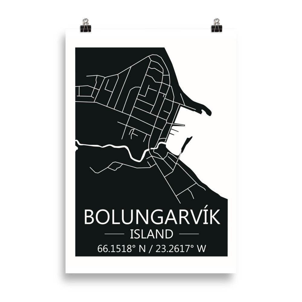 Bæjarkort - Bolungarvík Svart