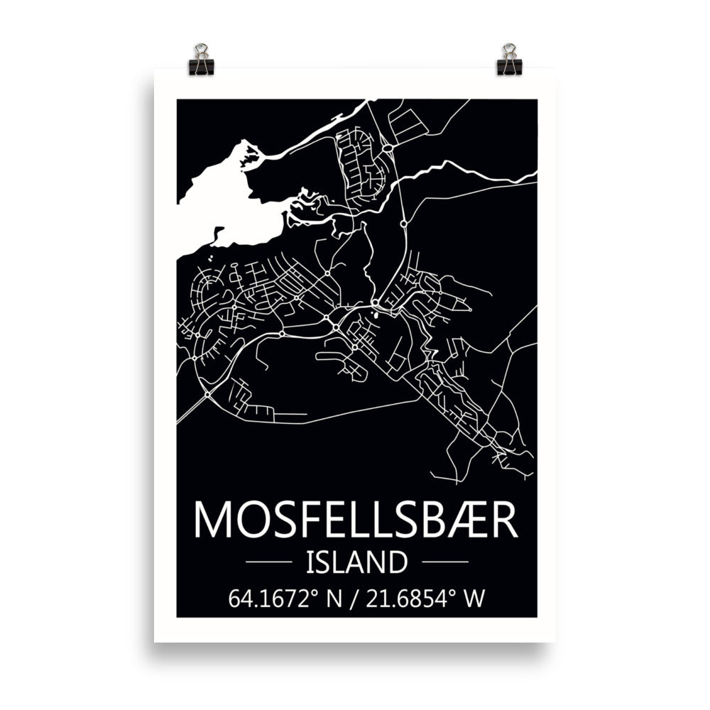 Bæjarkort - Mosfellsbær Svart