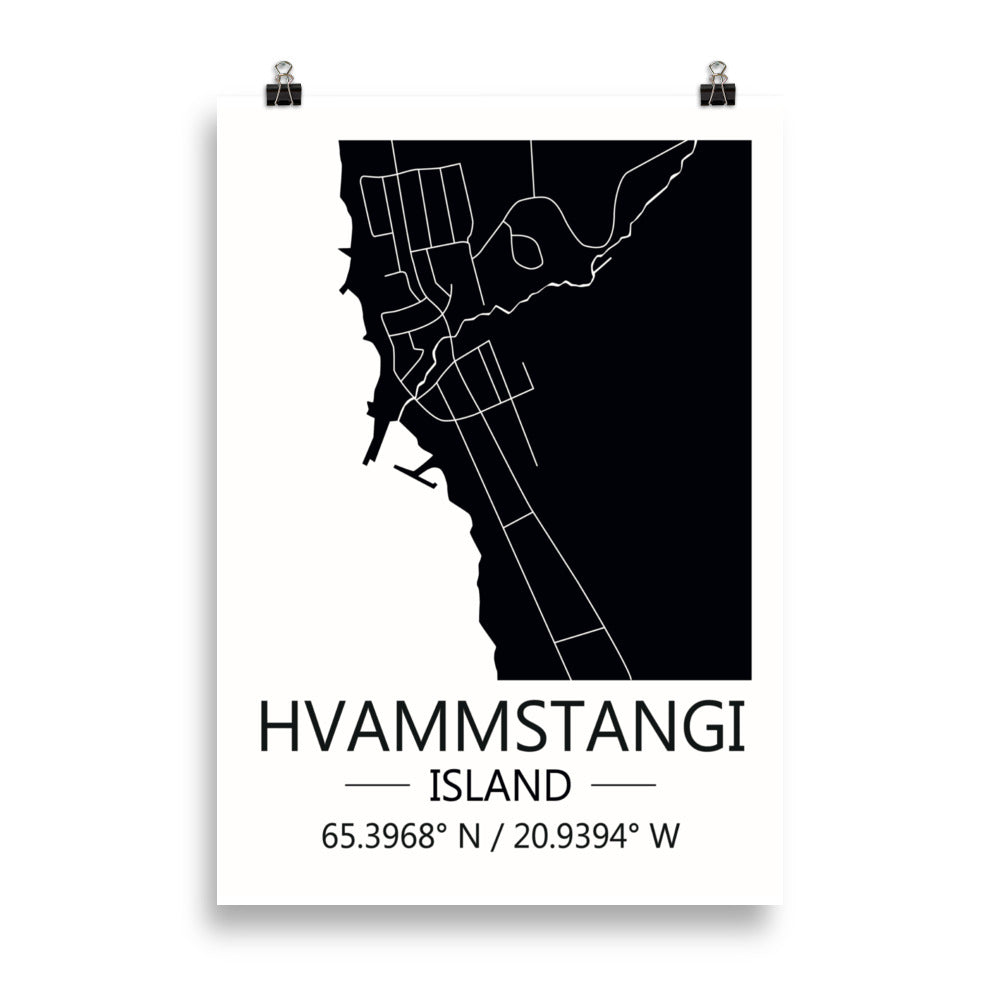 Bæjarkort - Hvammstangi Svart