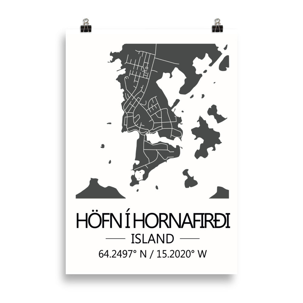 Bæjarkort - Höfn í Hornafirði Grátt