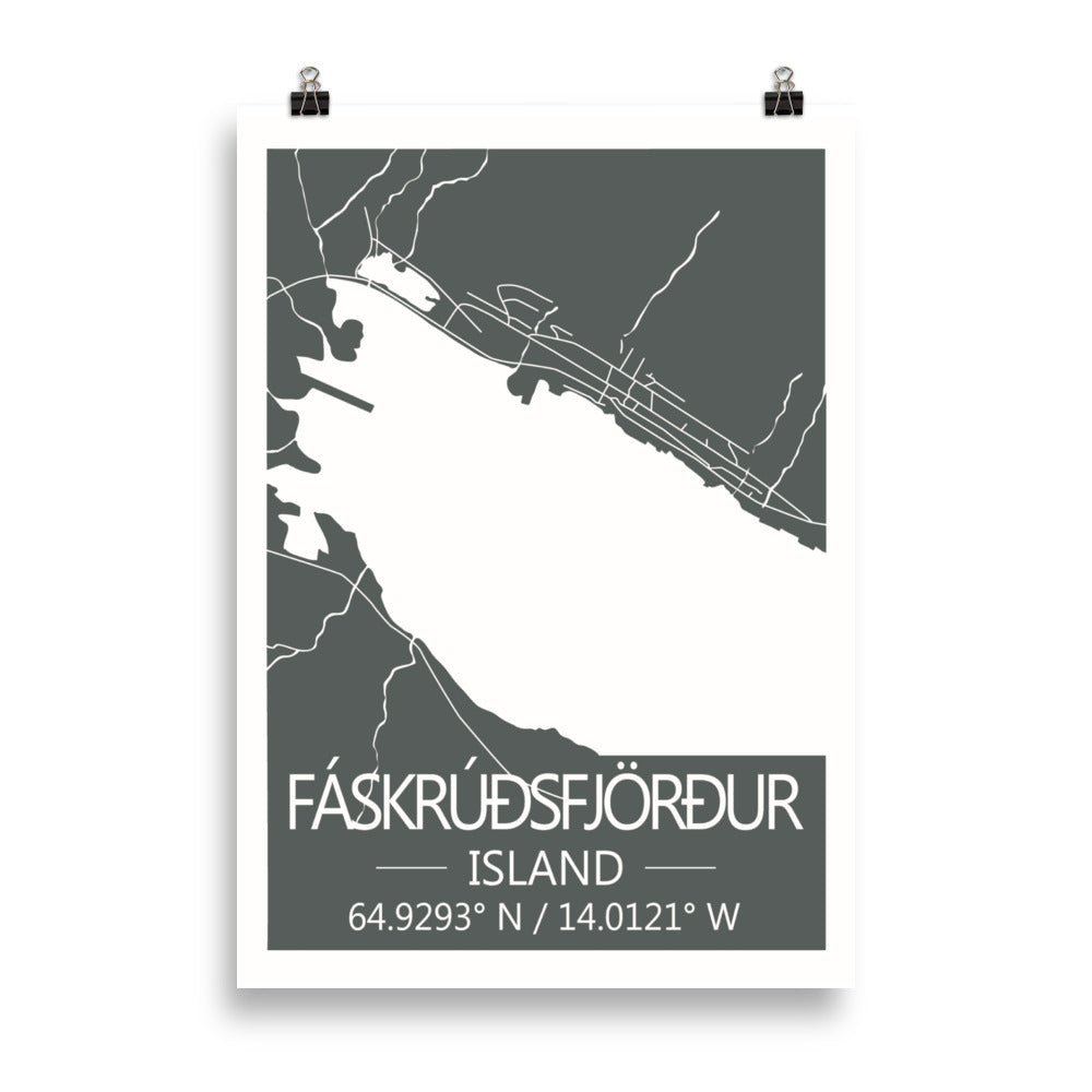 Bæjarkort - Fáskrúðsfjörður Grátt