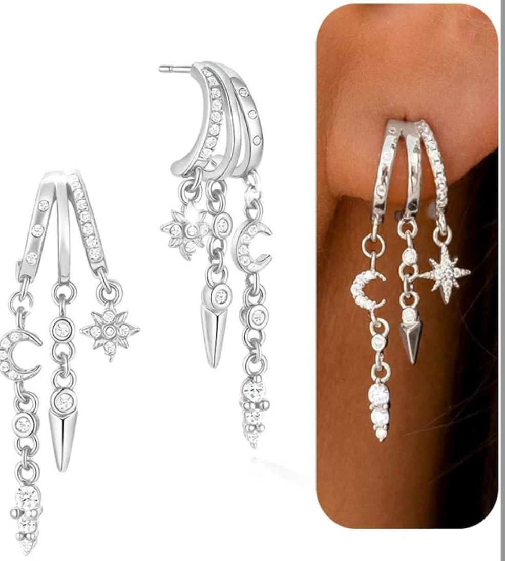 Sterling sølv og zirconia hypoallergenic 14K øreringe