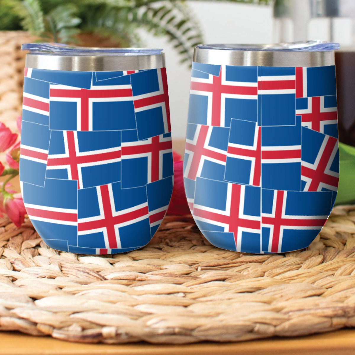Íslenski fáninn drykkjarglas - fyrir heitt og kalt