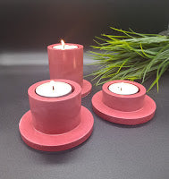 Lysestage 3 sammen - burgundy Jesmonite