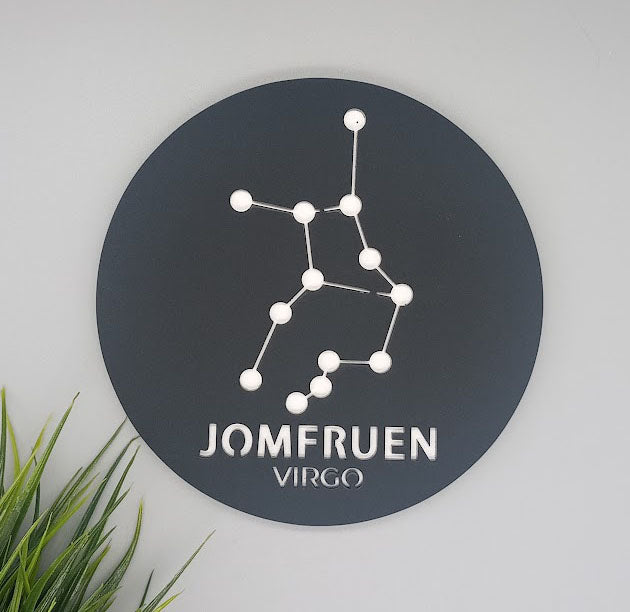 Stjernetegn platte - Sort akryl dekoration til væggen - bykrums.dk -