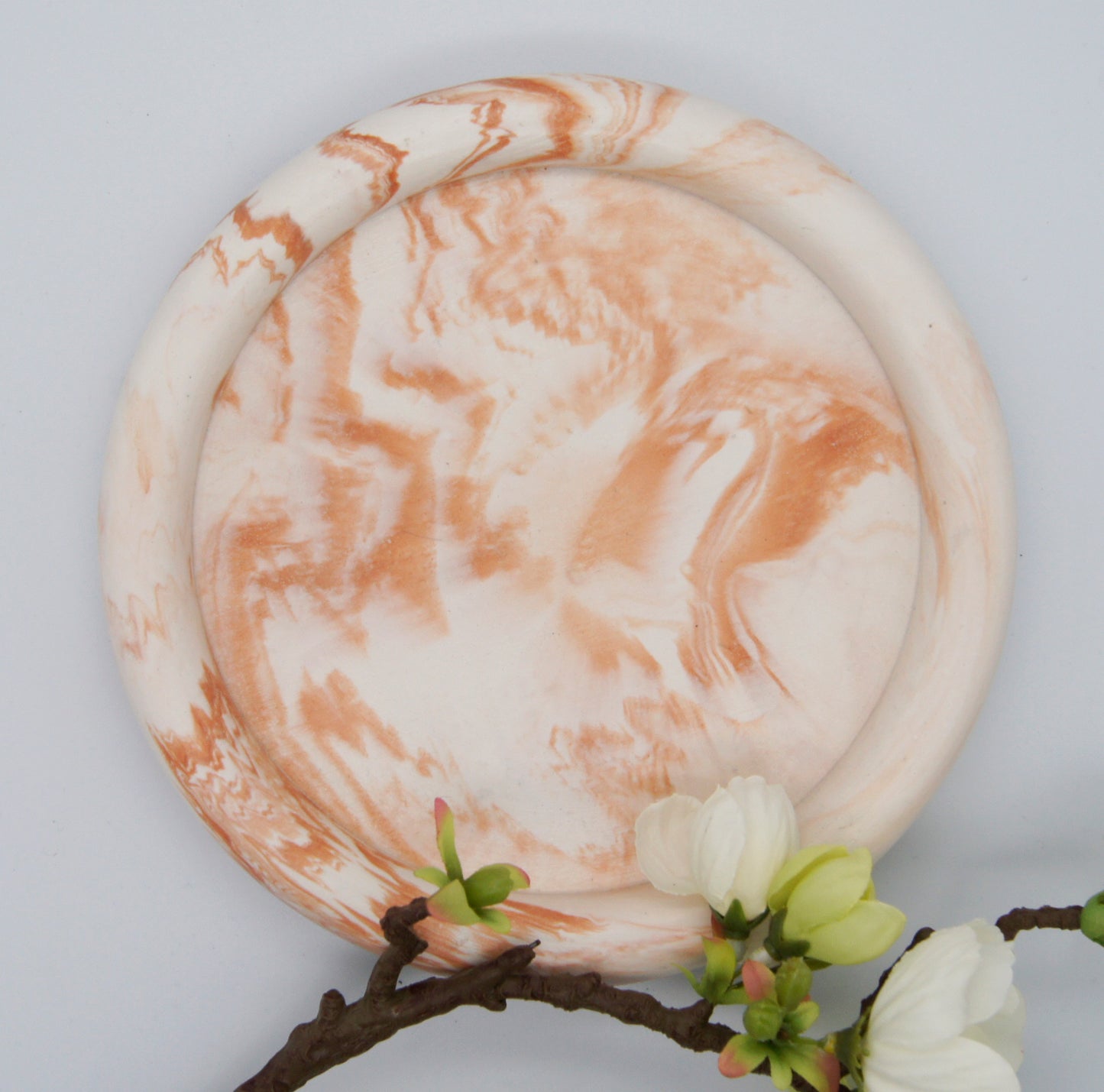 Marmor dekorationsbakke - Rund 16 cm Jesmonite - bykrums.dk