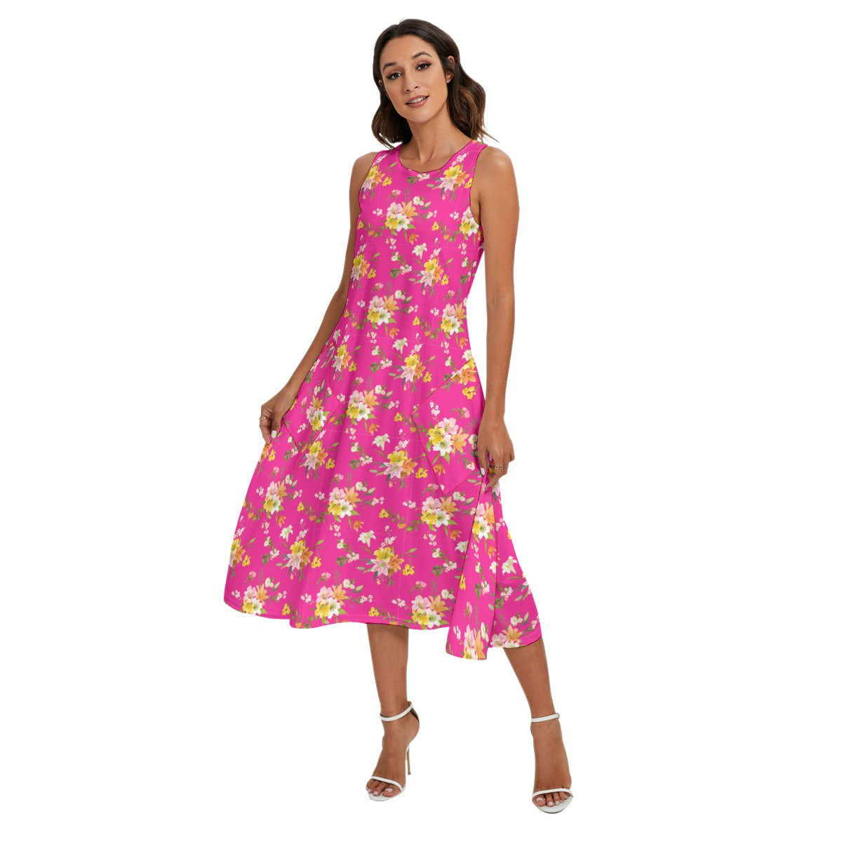 Pretty in Pink Collection -  Women's Sleeveless Dress With Diagonal Pocket