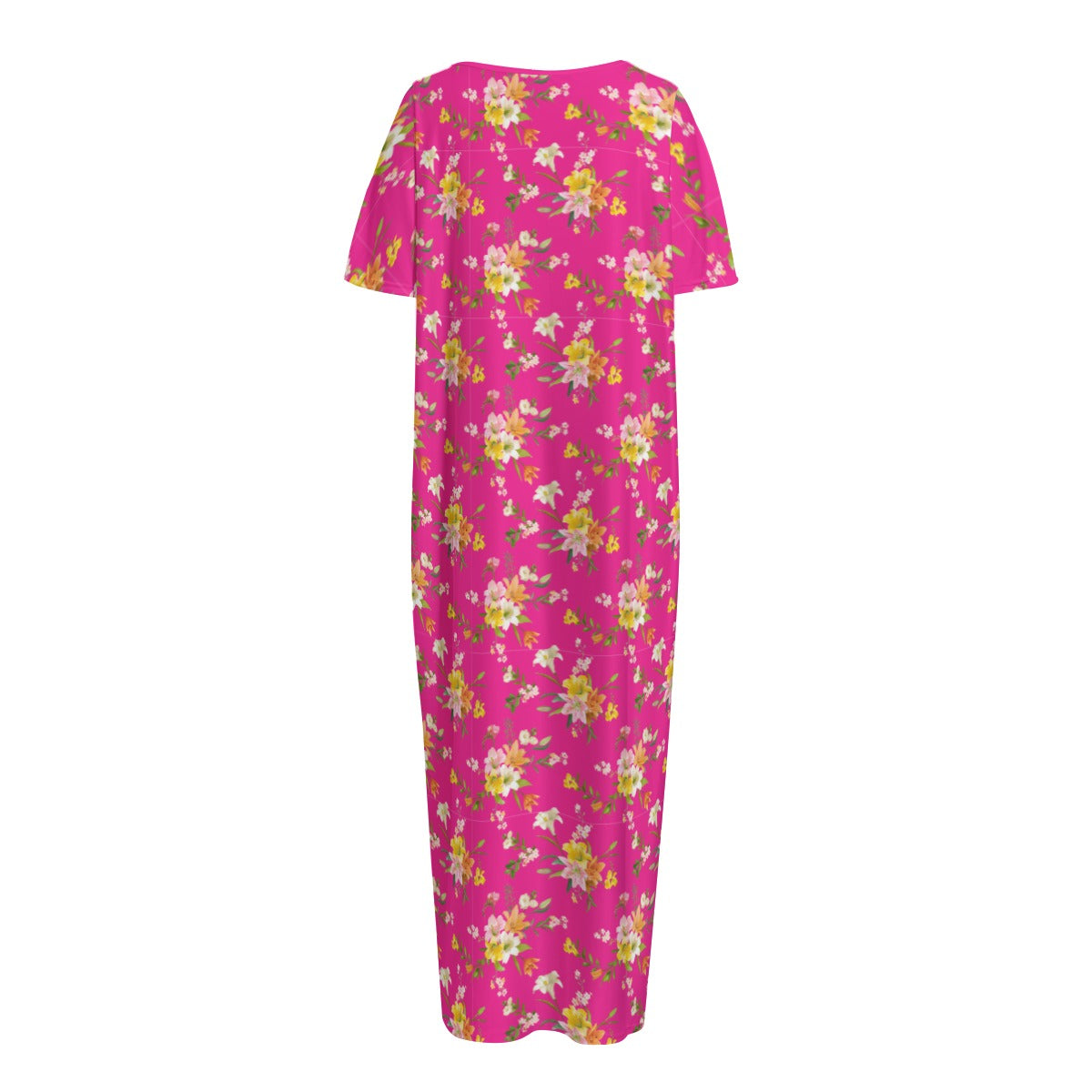 Pretty in Pink Collection - Women's Night Long Dress With Pocket