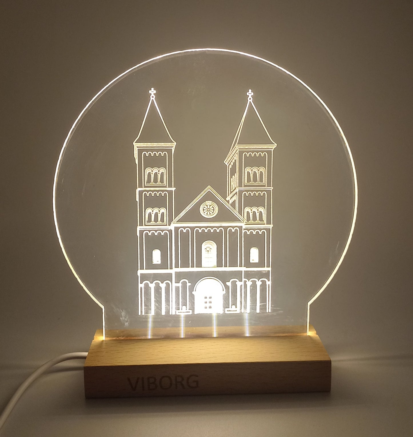 Viborg Domkirke på LED lys fod -  Dansk produceret 15 cm