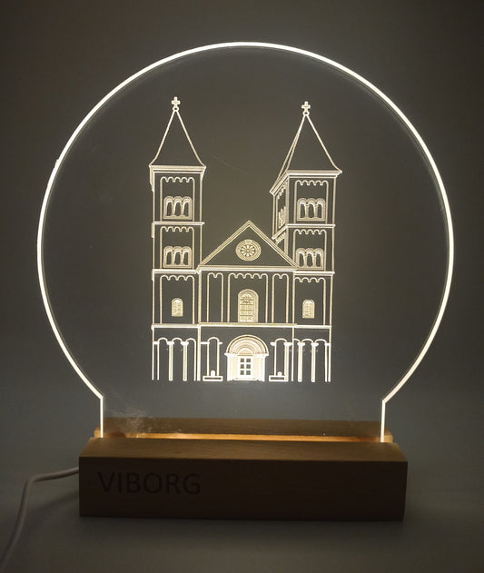 Viborg Domkirke på LED lys fod -  Dansk produceret 20 cm