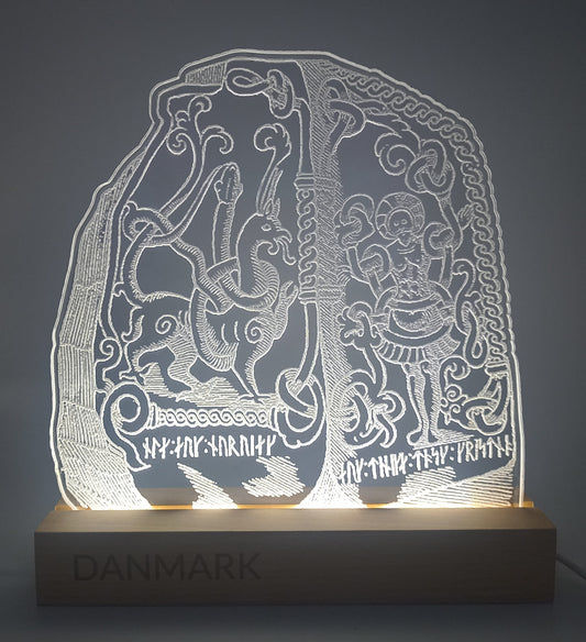 Danmarks historie i LED lys - Den store Jellingesten -  Dansk produceret 20 cm