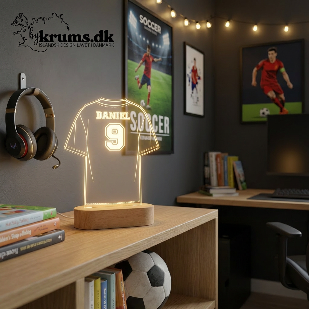 Personlig lampe LED med Sportstema - Dansk produceret