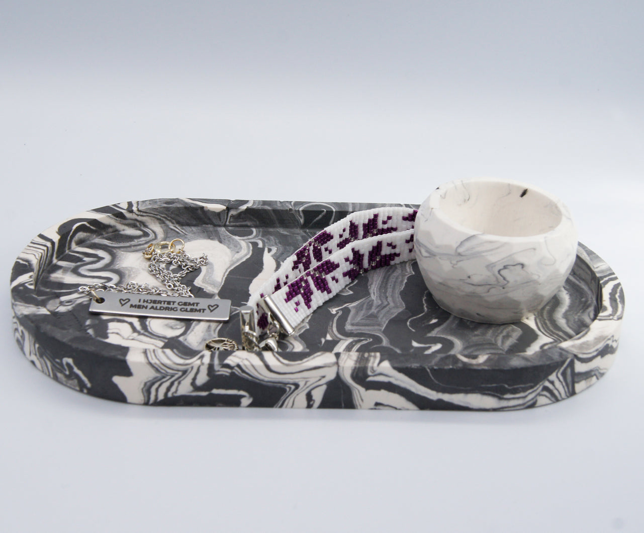 Marmor stil dekorationsbakke -  Oval 18 cm mange farver