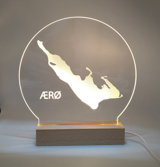 Ærø på LED lys fod -  Dansk produceret 20 cm