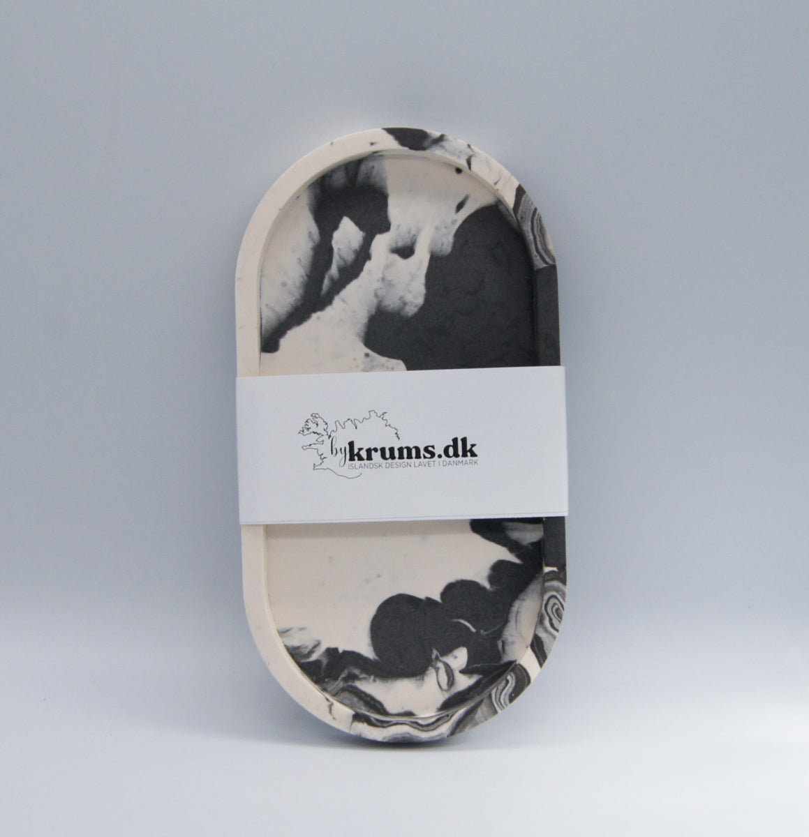 Marmor stil dekorationsbakke -  Oval 18 cm mange farver - bykrums.dk