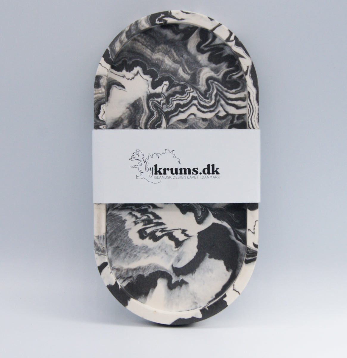 Marmor stil dekorationsbakke -  Oval 18 cm mange farver - bykrums.dk