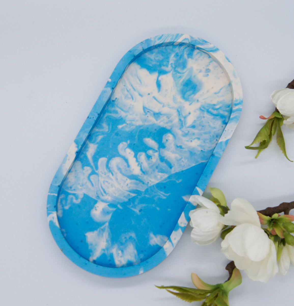 Marmor stil dekorationsbakke -  Oval 18 cm mange farver - bykrums.dk