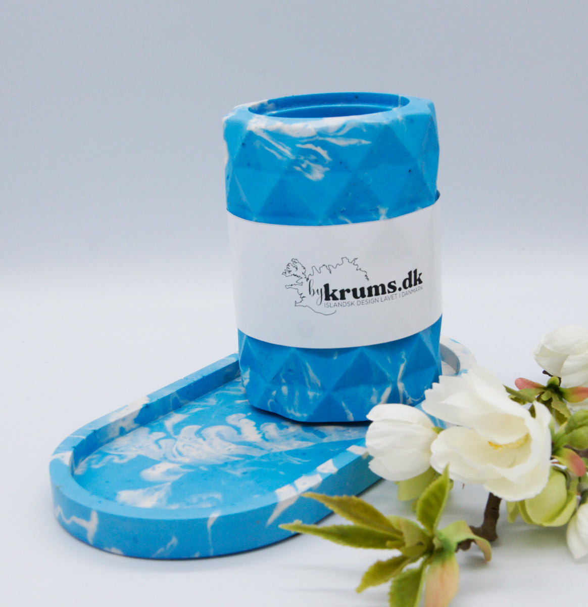 Marmor stil dekorationsbakke -  Oval 18 cm mange farver - bykrums.dk