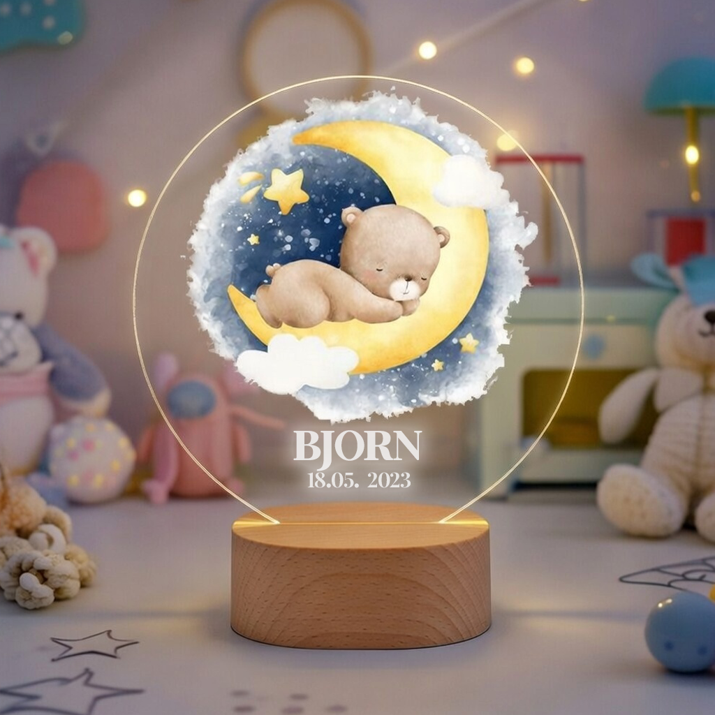 Personlig lampe LED Bamse - Dansk produceret - bykrums.dk