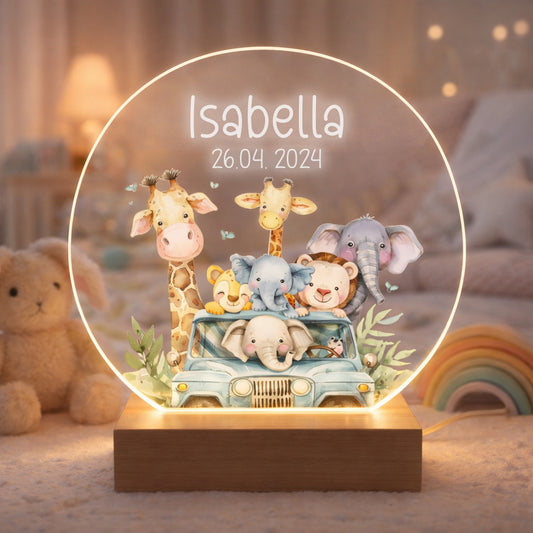 Personlig natlampe LED med safaritema - Dansk produceret - bykrums.dk