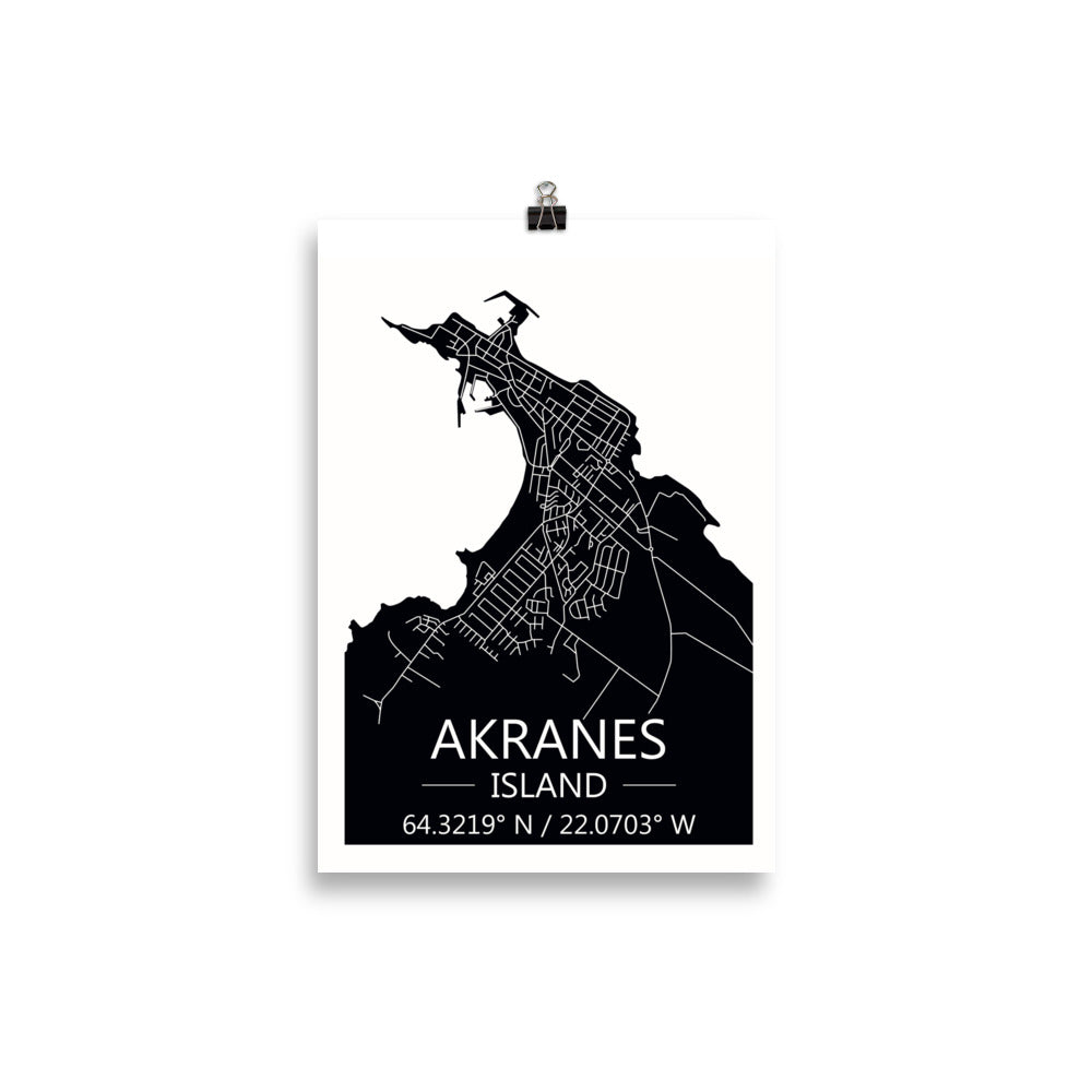 Bæjarkort - Akranes Svart