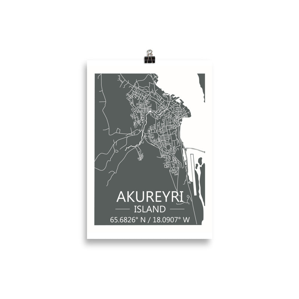 Bæjarkort - Akureyri Grátt