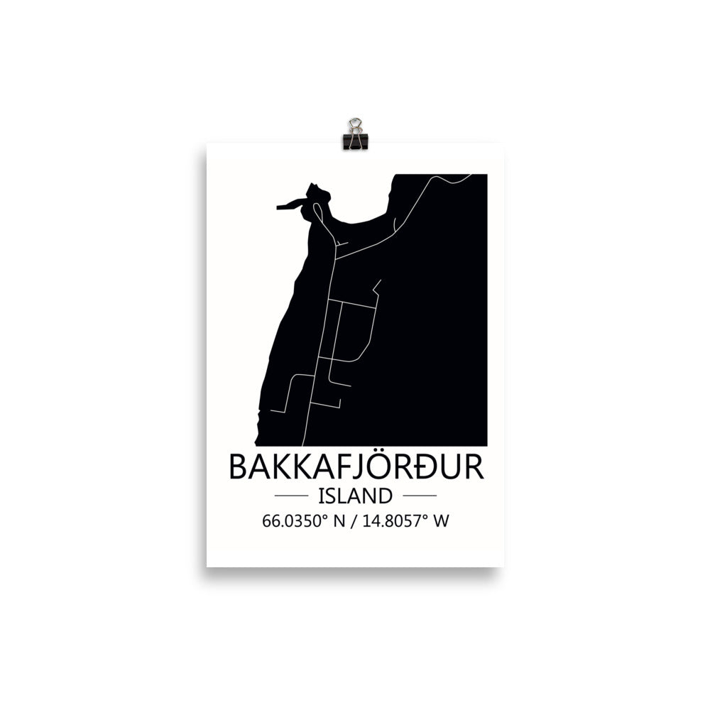 Bæjarkort - Bakkafjörður Svart