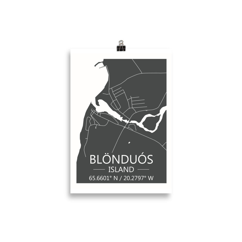 Bæjarkort - Blönduós Grátt