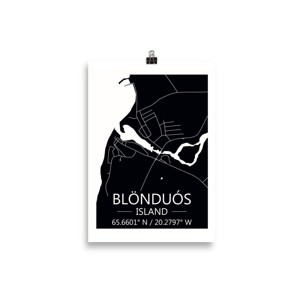 Bæjarkort - Blönduós Svart