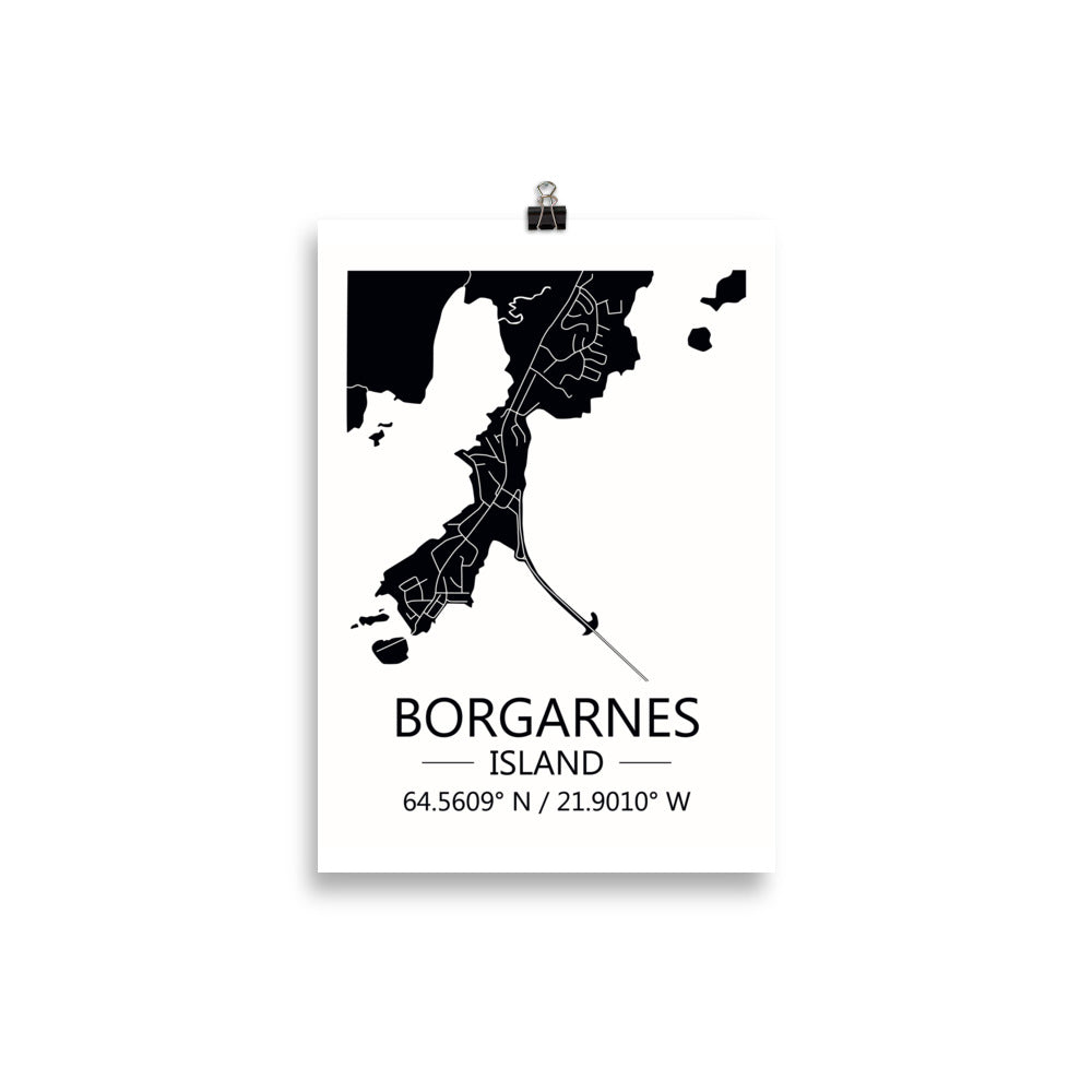 Bæjarkort - Borgarnes Svart