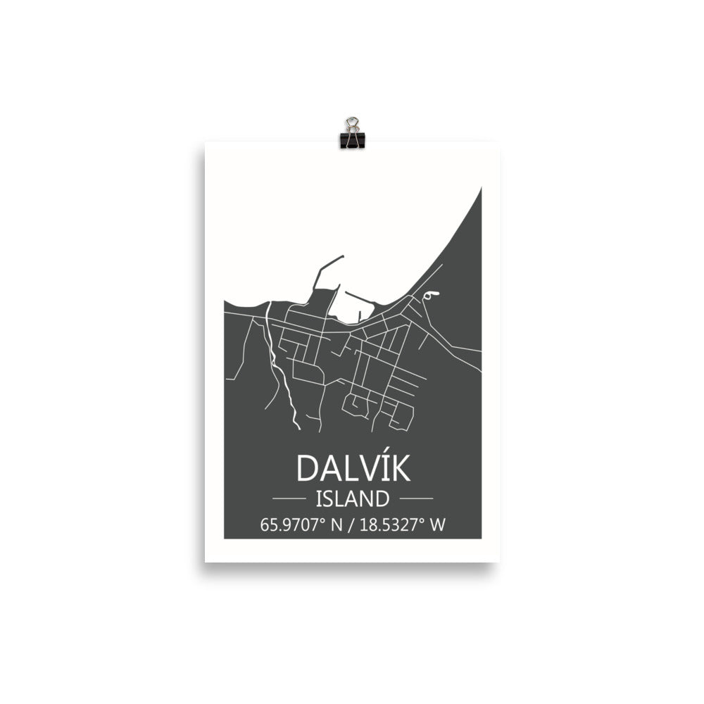 Bæjarkort - Dalvík Grátt