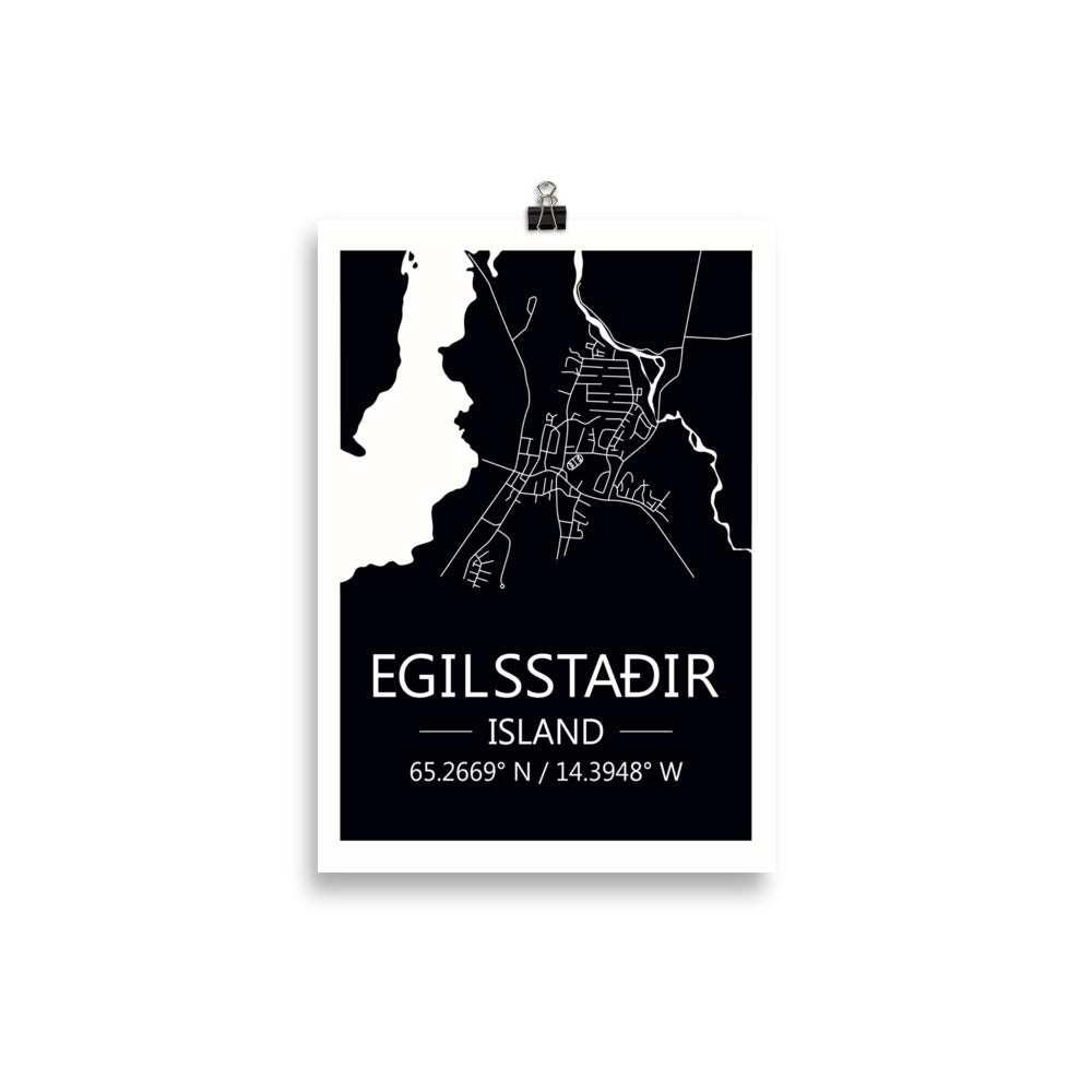 Bæjarkort - Egilsstaðir Svart