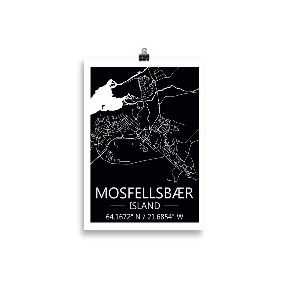 Bæjarkort - Mosfellsbær Svart
