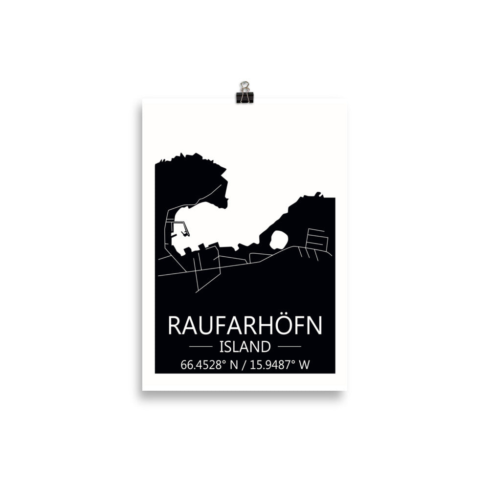 Bæjarkort - Raufarhöfn Svart