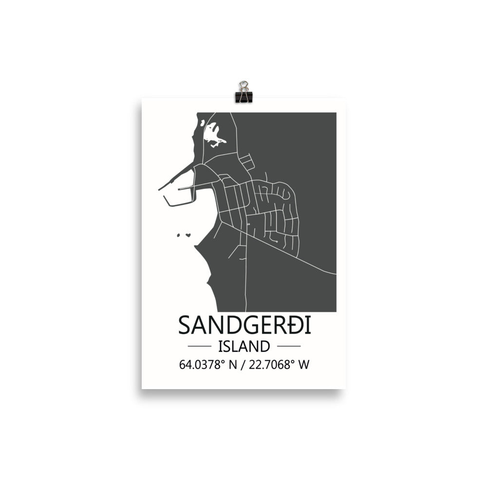 Bæjarkort - Sandgerði Grátt
