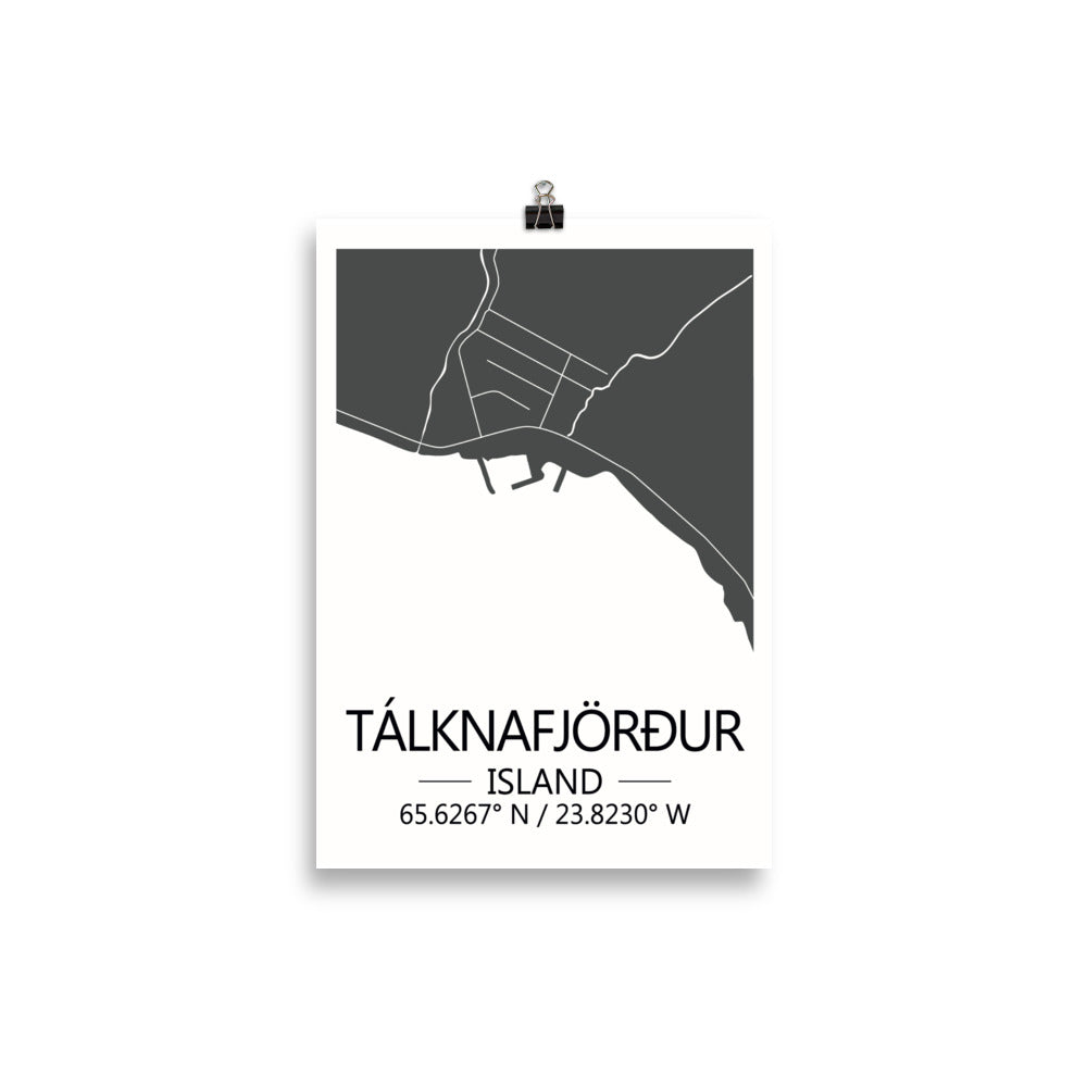 Bæjarkort - Tálknafjörður Grátt