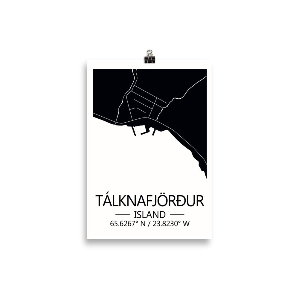 Bæjarkort - Tálknafjörður Svart
