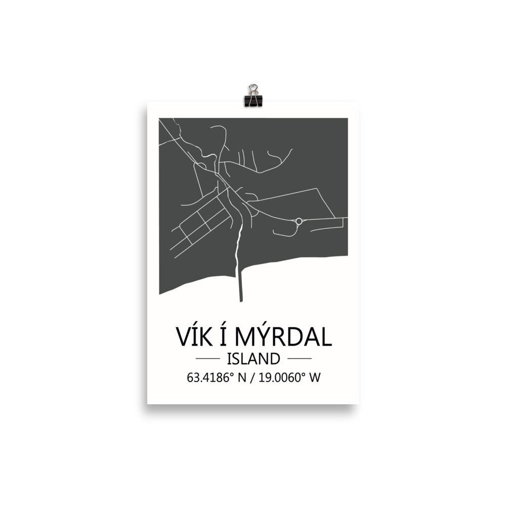 Bæjarkort - Vík í Mýrdal Grátt