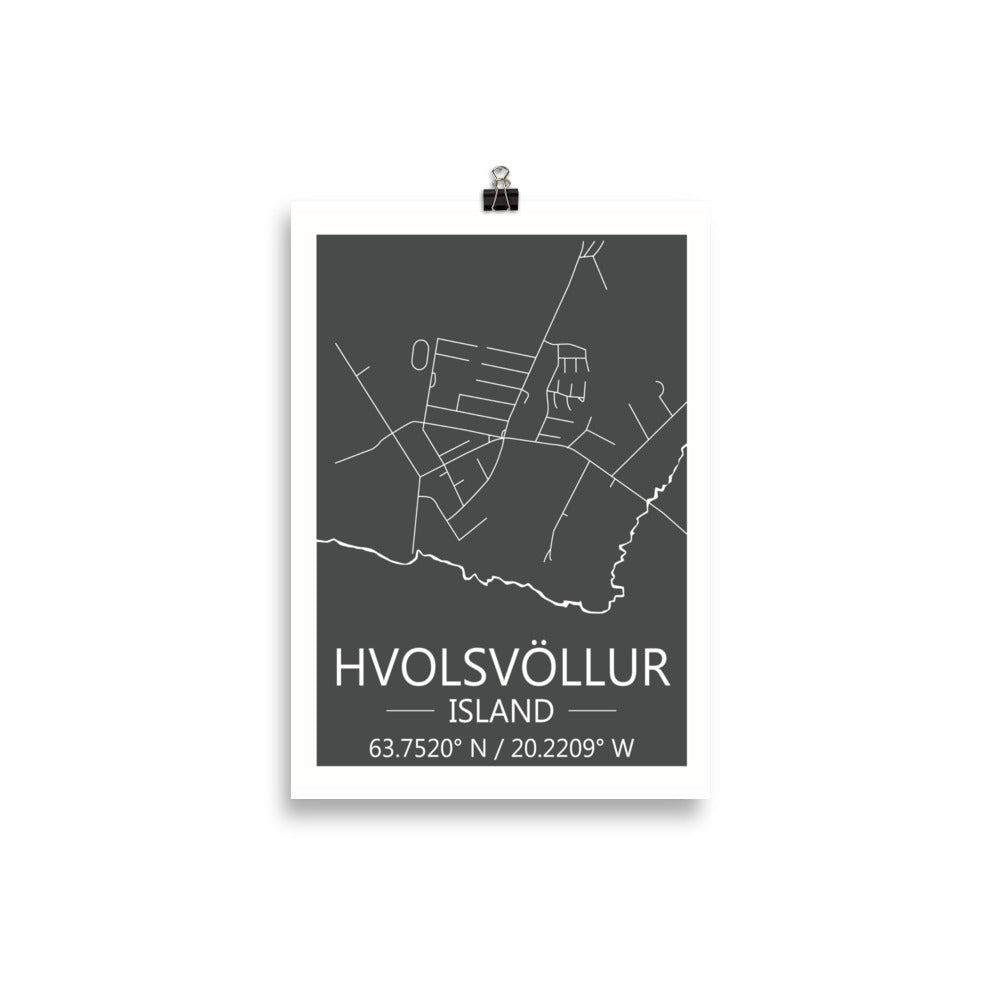Bæjarkort  -  Hvolsvöllur Grátt