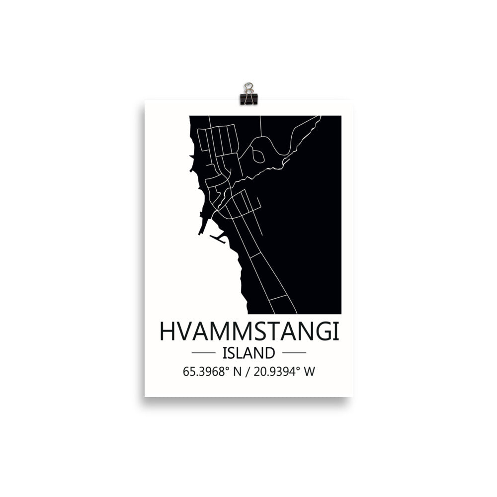 Bæjarkort - Hvammstangi Svart