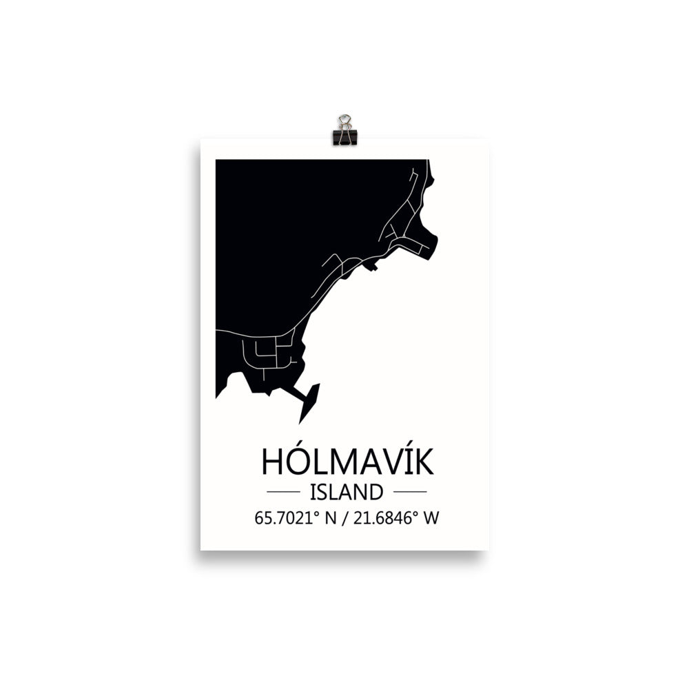 Bæjarkort - Hólmavík Svart