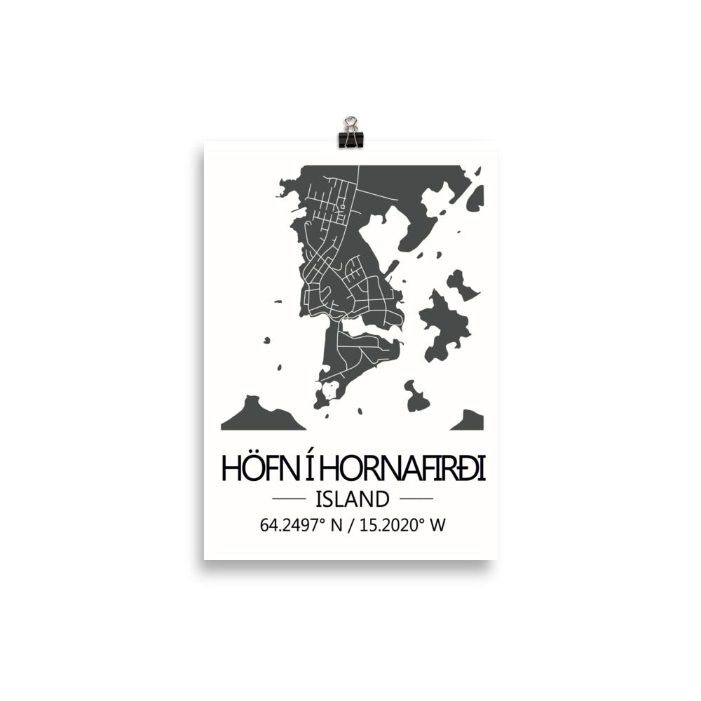 Bæjarkort - Höfn í Hornafirði Grátt