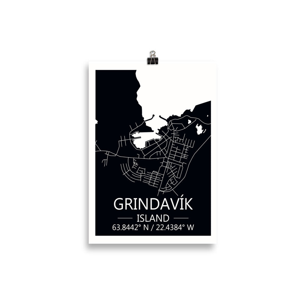 Bæjarkort - Grindavík Svart