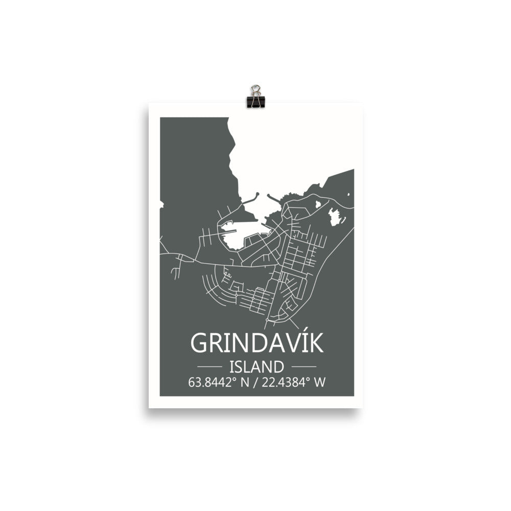 Bæjarkort - Grindavík Grátt