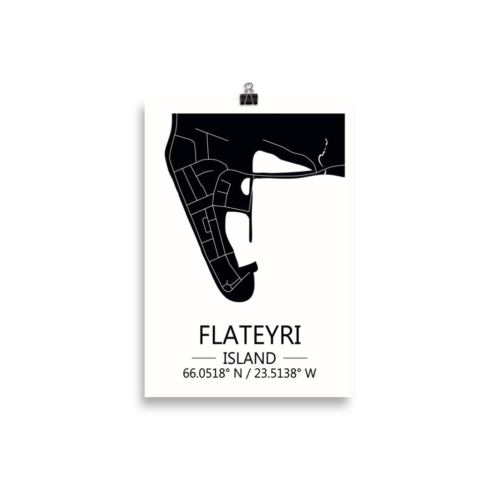 Bæjarkort - Flateyri  Svart